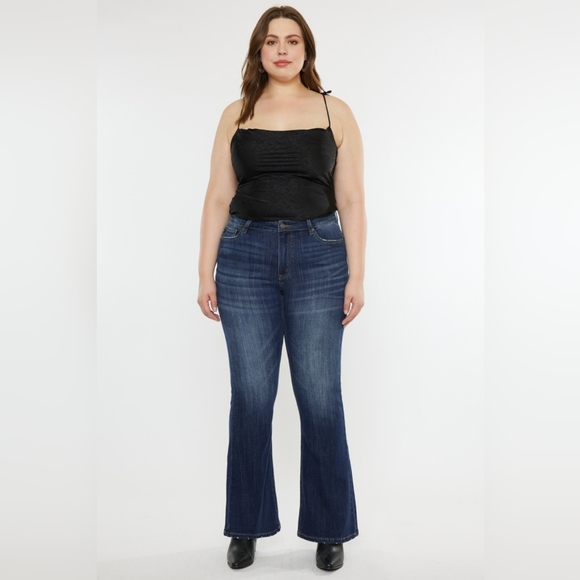 KanCan Flare Mid-Rise Waist Jeans Wide Distressed Classic Slim Fit Denim Pants - Picture 10 of 16